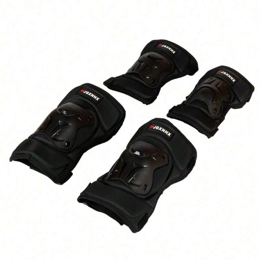 Motorcycle Knee Pads, PP Shell Anti-Fall Riding Protective Gear With Shock Absorption, 4-Piece Set Windproof Warm Adult Protective Equipment - Knee Pads (Male) - View 1