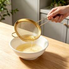 1pc/3pcs Stainless Steel Strainer - Non-Slip, Easy To Clean Metal Stove Cookware Rack. Durable Oil Filter Spoon, Suitable For Soup Ladle, Spatula And Dumplings. Rust-Proof Kitchen Storage Rack (Space-Saving) - Gold - View 6