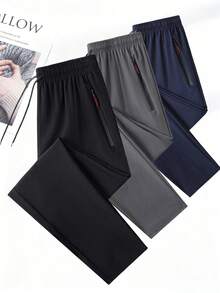 1pc Women's Lightweight Outdoor Casual Sports Straight Leg Pants, With Zipper Pockets, Elastic Waistband, Suitable For Workout And Daily Wear, Spring/Autumn - Black - View 2