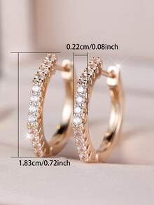 1 Pair Of Minimalist, Symmetrical Half-Circle Zirconia Earrings With Polygonal Geometric Design - Versatile, Everyday Earrings Perfect For Commuting - Yellow Gold - View 5