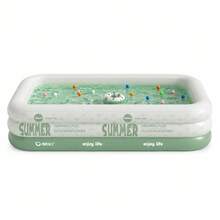 熊貓充氣游泳池附遮陽篷與可愛熊貓噴水器，可攜式兒童泳池，加厚側壁，易於組裝，快速排水，可折疊收納，適合成人，家庭後院夏季水上樂趣，露台戶外休閒，泳池躺椅 - A - 查看 12