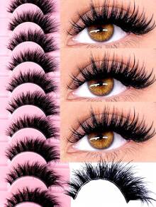 LYBCG Transparent Stem 8D Clusters False Eyelashes Natural Cat Eye Lashes Wispy Eyelashes 22mm False Eyelashes Wispy Lash Strips 3D Volume Fake Eyelash Thin Cotton Band Soft Eye Lash Pack 10 Pairs  Reusable Lash Clusters - 黑色 - 查看 2