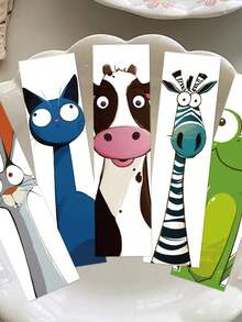 30 Peças Marcadores de Livro Engraçados de Animais, Etiquetas de Leitura de Livros em Desenho Animado, Cartões Marcadores, Papelaria Prática, Requintada, Criativa, DIY - Animais engraçados - Visão 4