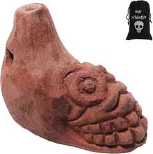 Human Face Death Whistle - Ghost Scream Whistle For Halloween, Pranks, Decoration, Self-Defense - Loud Human-Like Scream - Handmade Ceramic - Red - Grey - View 1