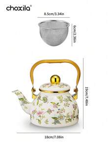 choxila 1pc Enamel Kettle, Luxury Floral & Bird Porcelain Tea Pot With Gold Edge, Middle Eastern Style Coffee Pot, 1L/1.2L/2.5L Universal For Gas And Induction Cookers, Suitable For Home, Family Gatherings, Banquet Halls, And Restaurant Service. - Flower and Bird Ceramic Teapot - View 13