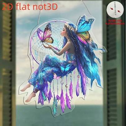 2D Acrylic Decorative Piece, Classic Crystal Butterfly Dream Catcher - Universal Hanging Sun Catcher For Glass Windows, Garden Decor - Suitable For Holiday, Easter Party Decor Or Gifts, Mother's Day - Beautiful Birthday Gift, No Battery Or Power Required