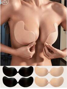 2/1 Pair Strapless Invisible Self-Adhesive Low-Cut Lift Bra Backless Sticky Bra - Multicolor - View 2