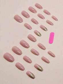 24 piezas de uñas postizas francesas cortas y cuadradas, diseño minimalista de colores contrastantes, patrón único, incluye 1 lima de uñas y 1 tira de pegamento, set de manicura y suministros para uñas - Multicolor - Ver 2