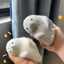Cute Seal & Sea Lion Squishy Toy, Fluffy Slow Rising Fidget Toy, Lovely Stress Relief Plaything For Students - Simulation [ Plush Seal] Creamy White - View 3