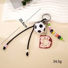 Personalized Mini 3D Sports Ball Bag Charms, Creative Acrylic Letter Pendant Keychain, Backpack & Mobile Phone Hanging Ornaments For Sports Fans Students - K6041 Letter H + Rugby Ball Keychain - View 11