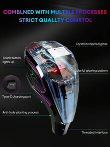 XUDA New Crystal Gear Shift Knob, Crystal Seven-Color LED Light Gear Shift Handle, Plug And Play, Portable Side Interface, Comfortable Grip, Wear-Resistant And Scratch-Resistant, Suitable For Lexus, Audi, Models - Vehicle Model - View 10