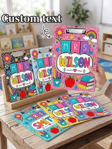 1pc Customized Teacher Name Whiteboard, Colorful Graffiti Rainbow Apple Floral Decor Whiteboard, Teacher Appreciation Gift, Back To School Gift, Classroom Whiteboard, Teacher Gift, Elementary Teacher Year-End Gift, Classroom Essential - Multicolor - View 1