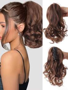 Easy-Clip Short Curly Ponytail Extension For Women - Comfortable, Heat Resistant Synthetic Hair Accessory, Hair Accessories - Multicolor - View 18