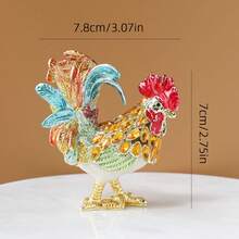 SIQIZHOU 1pc Animal Decorative Box Ornament, Enamel Jewelry Box, Metal Earring Box, Home Decor Chinese Style Animal Wealth-Attracting Ornament Gift - Multicolor - View 3