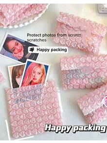 10-Piece Set Holiday Gift Bubble Bags, Pink/Red Gift Shipping Bags, Suitable For Post-Holiday Gift Protection And Storage. Bubble Buffer Packaging Bags, Shockproof, Portable, Suitable For Transportation And Packaging, Honeycomb Packaging Bags. - Multicolor - View 5