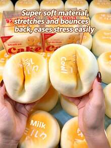 1pc-Hachimi Milk Dorayaki Slow Rebound Squishy - Premium Boxed Super Moist Soft Touch Stress Relief Squeeze Toy - Soft PU Realistic Food Toy, Extra Large Extra Thick Soft Stress Relief Toy, Slow Rebound Finger-Sucking Cute Toy, Stress Relief Toy, Gift For Him, Pressure Relief Toy, Birthday Gift, Party Favor, Holiday Gift, Valentine's Day/Easter/Halloween/Christmas/New Year Gift (Random Color) - Multicolor - View 2