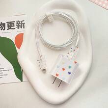 5件組 適用於 iPhone 17 16 14 15 數據線 心形櫻桃蝴蝶結表情圖案 Apple 20W 充電器保護套 - 彩色 - 查看 17