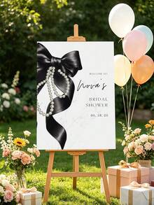 1pc Personalized Birthday Welcome Sign, Customized Text Welcome Board, Black Bow Customized Birthday Board, Girl Birthday Party Decoration, Wedding Anniversary, Home Garden Decor, Printed Painting, Modern Printed Picture, Cute Wall Art, Frameless - Multicolor - View 21