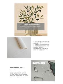 1pc Frameless Olive Nordic Style Floral Poster, Abstract Art Print, Minimalist Plant Olive Still Life Wall Decor, Aesthetic Apartment Living Room Bedroom Back To School Poster, Dorm Essential - Flowers - View 10
