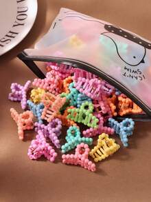10/20/30pcs Macaron Colorful Bead Cross Small Hair Clips For Women, Side Clips, Forehead Bangs Clips, Opposite Side Hair Clips, Back Of Head Half-Up Bun Small Hair Claw, Mini Elegant Princess Hair Claws Hair Accessories (Random Color) - Multicolor - View 2