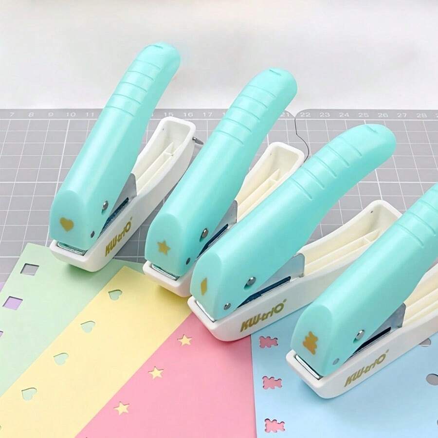 1個單孔打孔器，多種打孔形狀可選，紙張/照片打孔工具文具