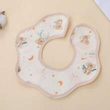 3pcs/5pcs Newborn Cartoon Petal Bibs, Baby Drool Bibs, Teething And Feeding Bibs To Keep Clothes Dry, 360 Degree Rotatable Portable Bibs For Baby Boys And Girls, Multiple Patterns Randomly Selected - Beige - View 3