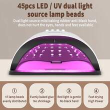 500W UV LED Nail Lamp, 45 LEDs Gel Nail Dryer For Fast Curing With LCD Display, 4 Timer Settings & Auto Sensor, Salon-Grade Nail Light For Home And Nail Salon Use - White - View 10