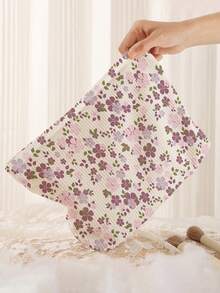 1pc Portable Cosmetic Storage Bag Floral Pattern Double-Sided Printed Travel Zipper Makeup Pouch Multifunctional Toiletry Organizer - Multicolor - View 5