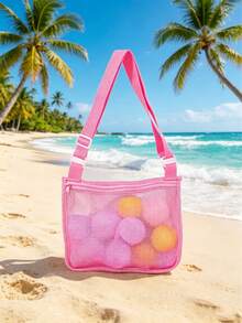 1pc Mesh Beach Bag Shell Storage Pouch, 20cmx24cm Beach Shell, Beach Play Wearable Storage Bag (Small Size) - Multicolor - View 6