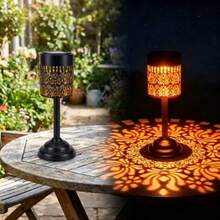 2/1pc Vintage Mandala Peony LED Table Lamp, Warm Light, Hollow Shadow Decoration, IP44 Waterproof Metal Solar Light, Auto On/Off, Exquisite Landscape Light, Suitable For Garden, Patio, Balcony, Camping, Wedding And Other Occasions - Warm-lighted Peony - View 9