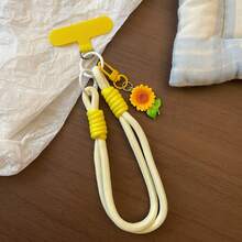1 pieza Correa de muñeca con colgante de teléfono de girasol, pulsera de teléfono linda con cordón, correa de colgante de teléfono, adecuada para funda de teléfono universal DIY desmontable, anillo de mano portátil creativo anti-pérdida y anti-caída para hombres y mujeres - pieza colgante de girasol - Ver 13