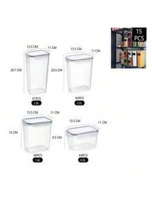 Multi-Piece Set Airtight Plastic Sealed Storage Jars, Visible Anti-Moisture Anti-Leakage Kitchen Dry Goods Food Storage Containers, Large Capacity Oatmeal Nuts Pasta Organizing Jars With Labels - Transparent - View 15