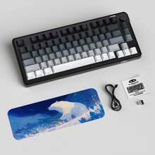 75% MageGee GK950 Mechanical Feeling Membrane Keyboard, 80 Keys, RGB Backlight, Wired & Wireless Mini Keyboard, Suitable For Laptop, PC, Portable Keyboard, Original MageGee Gaming Keyboard, For Family Gift [Color: Glacier Blue] - View 9
