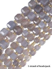 1 Strand 6/8/10mm Natural Grey Agate Stone Beads Faceted Square Cube Beads For Jewelry Making Diy Bracelet Beading Accessories - Multicolor - View 9