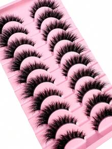 LYBCG Transparent Stem 8D Clusters False Eyelashes Natural Cat Eye Lashes Wispy Eyelashes 22mm False Eyelashes Wispy Lash Strips 3D Volume Fake Eyelash Thin Cotton Band Soft Eye Lash Pack 10 Pairs  Reusable Lash Clusters - 黑色 - 查看 4