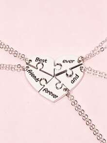 5pcs/Set Girls Best Friend Pendant Necklace, Friendship Necklace, Alloy Letter Pendant Necklace, BFF Friendship Fashion Jewelry Accessory Gift, Suitable For Daily Wear, Back To School Gift For Best Friends - one-size - View 6