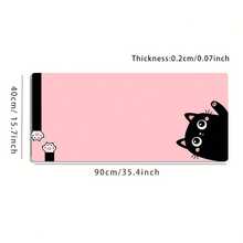 A Large Gaming Mousepad With A Pink Background And A Cute Black Cat Design. The Bottom Is Non-Slip. Suitable For Office Use, Computer Decoration, And Desktop Setup. An Ideal Choice For Gaming Mousepads. - Mouse Pad - View 6