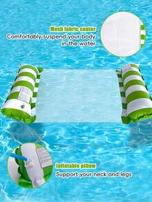 Striped Inflatable Pool Hammock Float, Mesh Water Floating Lounge Bed With Pillow, Portable Adult Floating Mat For Summer Pool Lake Beach Relaxation - Multicolor - View 5