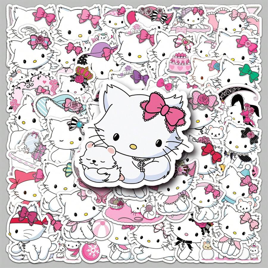 SANRIO 500張三麗鷗卡通可愛貓咪動物防水環氧樹脂貼紙，適用手機 - 彩色 - 查看 1