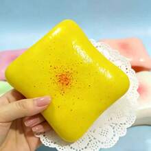 Toast-Shaped Squishy Toy, Super Soft Butter Toast Style Stress Relief Squeeze Toy, Available In Pink, Yellow, Green 3 Colors; Squishy Toy Suitable As Birthday, Holiday Gift, Daily Surprise Gift, Creative Desk Decoration, Party Prize, Suitable For Spring And Summer. - Multicolor - View 12