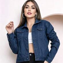 Dialogo Denim Jacket With Sherpa Lining, Pockets, And Buttons - 深色水洗藍 - 查看 1