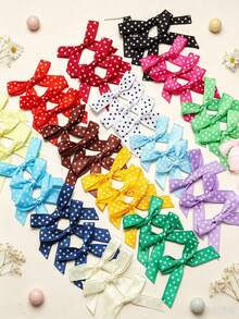 (50 Pieces/Bag) Satin Polka Dot Bows, 4cm Ribbon Bow With Various Colors For Gift Decoration And Making Hairpin Headwear, DIY - Polka Dot Bow - View 3