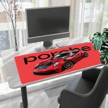 1pc Minimalist Bright Red 911 GT3 Extra Large Extended Desk Mat, Eye-Catching Black Letter Print Sports Car Mouse Pad, Simple Pure Car Racing Style Gaming Room Bedroom Office Decor - View 3