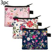 Full Print Floral Coin Wallet, Polyester Portable Zipper Purse, Mini Card Holder, Pocket Wallet, Key Pouch, Girls & Ladies Small Wallet, Holiday Gift - Multicolor - View 22