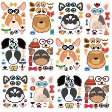 6/12pcs Cartoon Dog Stickers For Kids, DIY Dress-Up Stickers, Holiday Party Favor Bag Fillers, Classroom Craft Stickers - Multicolor - View 6