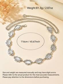 1pc Minimalist Bohemian Style Rhinestone Decor Pendant High-End Design Waist Chain, Suitable For Wedding, Banquet, Party, Gift For Friends And Lovers - White - View 4