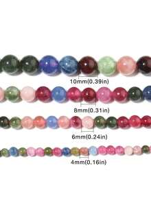 4 6 8 10mm Natural Mix Tourmaline Beads Spacer Gemstone Loose Round Diy Beads For Jewelry Making Diy Bracelets Keychain Making Supplies Accessories - Color - View 7