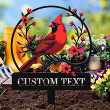 1 pieza Estaca de jardín de metal con nombre personalizado de cardenal, decoración de patio exterior con nombre de familia personalizado, estaca de césped y patio de cardenal, regalo para entusiastas de la jardinería, estaca de decoración de jardín - Multicolor - Ver 3
