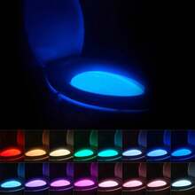 1 pieza Luz nocturna cuadrada de colores para el baño, luz de baño con sensor de movimiento, iluminación portátil que cambia de color - Multicolor - Ver 9