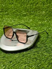 Shadewire 1pc Fashion Half-Frame Square Fashion Glasses, Versatile Retro Personalized Accessory For Street Photography, Summer Vacation, BeachVintage Retro - Brown - View 2